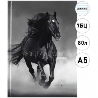 Ежедневник недатированный А5 80л "Бег коня", 7БЦ, глянц.ламинирование, Проф-Пресс/80-4700