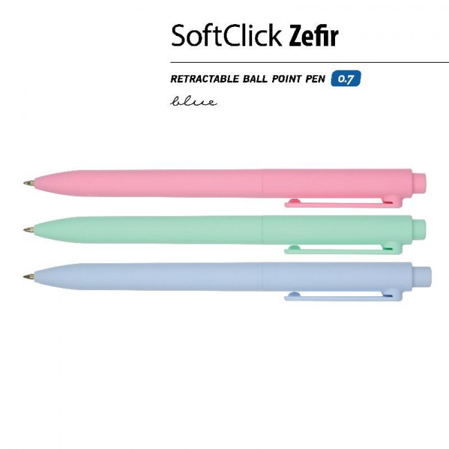 Ручка автоматическая 0,7мм синяя «SoftClick. Zefir», 3 цвета ассорти, BV/20-0105 (24) Ручка автоматическая 0,7мм синяя «SoftClick. Zefir», 3 цвета ассорти, BV/20-0105 (24)