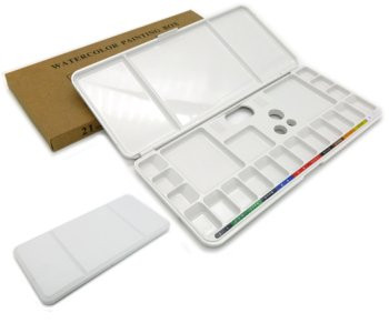 Палитра CY-17 "Прямоугольная" 26*11см, на 21 ячейку, пластиковая, с крышкой на защелке, белая, в к/кор DC-704 (1/120)