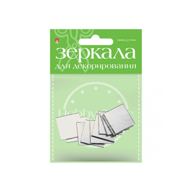 Зеркала 25мм "Квадраты" стеклянные для декорирования, самоклеящиеся, 10шт, BV/2-471/02
