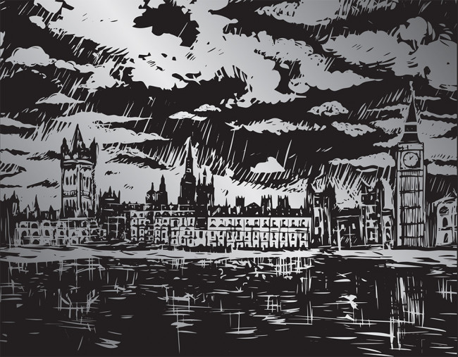 Гравюра 20 x 25.5см "Лондон" (серебро), Hobbius/GHK №14