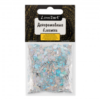 Декоративные блестки 5 г 4.5мл "Хлопья", №14 серебро голография, Love2art/GLI-02 №14 (5)