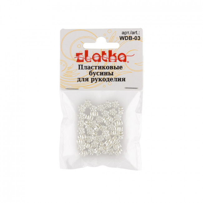 Бусина "Zlatka"   пластик   WDB-03   6 x 6 мм    50 шт №01 цветок под жемчуг