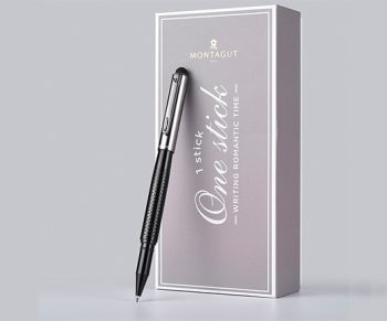 Ручка в футляре  TJ-24 Montagut (черн) 0.5мм роллер, Серебро/черная, металлический корпус, в к/кор M810 (1/9)