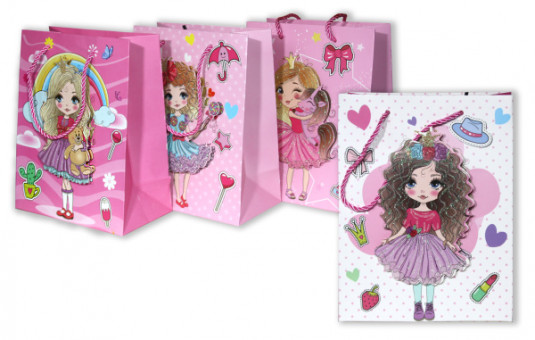 Пакет подарочный  26*10*32см "Модница" с блеском, Asmar (12)