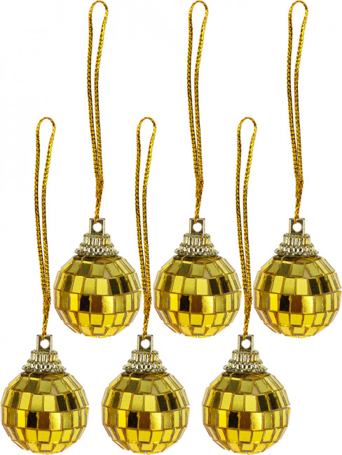 Набор украшений 3см "Золотой дискошар" ёлочных, 6шт, MILAND/НШ-1430