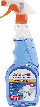 Средство для мытья стекол и зеркал 500 мл, ЛАЙМА PROFESSIONAL, распылитель (12)