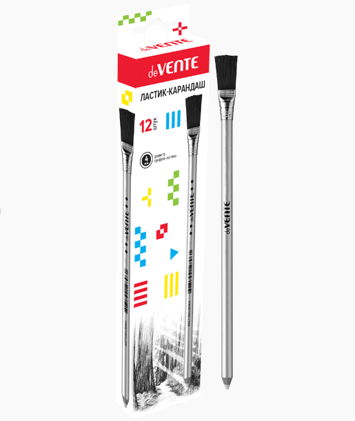 Ластик-карандаш d 4мм грифель-ластик из синтетического каучука белого цвета, с кисточкой, deVENTE/4070100 (12)