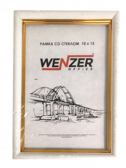 581 Фоторамка пластиковая 10х15см, WENZER OFFiCE, №5, со стеклом, белый (25)