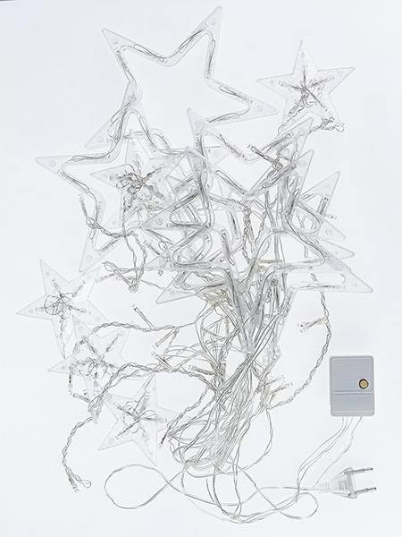 Гирлянда Штора "Звёзды" 2,5 м, 138 ламп, 8 реж.. холод .бел. свет, прозрачная нить MILAND/ГШ-0004