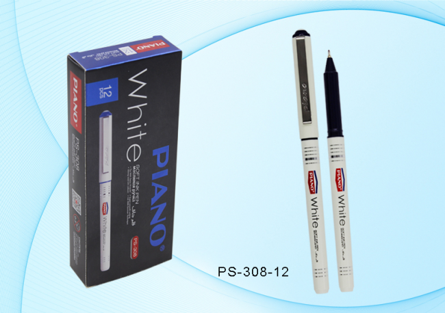 Ручка шариковая 0,5мм синяя "Piano Soft Ink Pen", на масляной основе, белый корпус, PIANO/PS-308-12 (12)