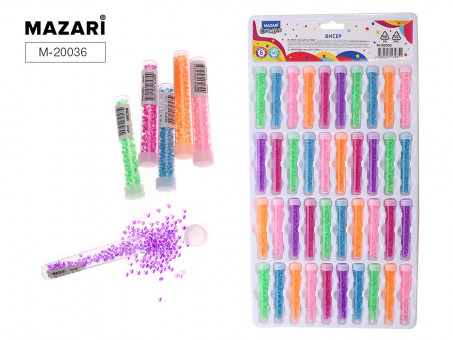 Бисер круглый 3 мм, 7 г, 6 цветов, пластиковая туба, Mazari