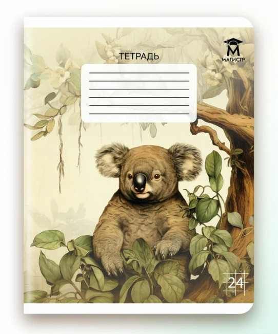 Тетрадь 24 клетка Магистр "Винтажные джунгли", белизна 100% (5 дизайнов ассорти) (15/150)