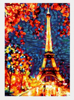 Алмазная мозаика 30*40 на подрамнике "Яркий Париж", полная выкладка, VA046