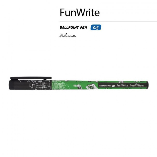 Ручка шариковая 0,5мм синяя "FunWrite. Романтическое путешествие. Рим", BV/20-0212/79 (24)