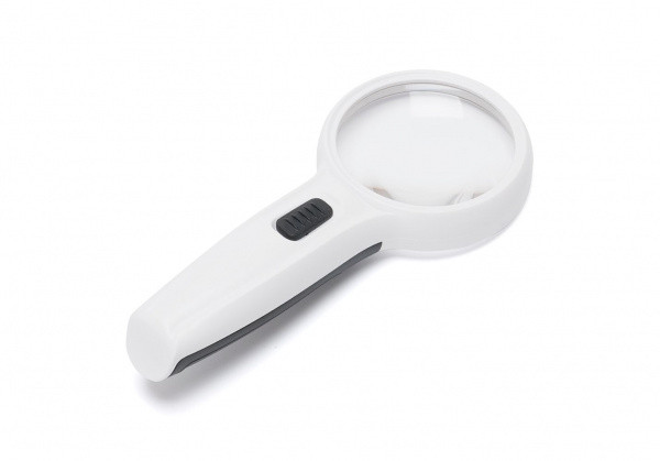 Лупа ручная круглая 10x-75мм с подсветкой (3 LED)