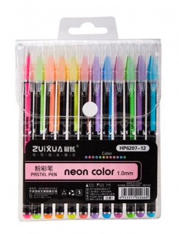 Набор гелевых ручек, 1,0мм 12цв ароматизированные, неоновые, ZUIXUA/HP6207