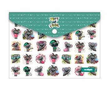 Папка с кнопкой А-5  CZ-97683 "Милые коалы" INTELLIGENT 24х17см, пластик белый с рисунком (12/1200)