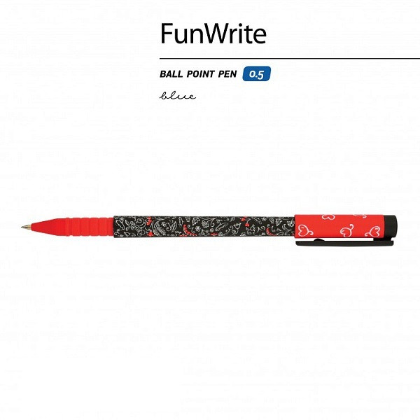 Ручка шариковая 0,5мм синяя "FunWrite. Ягодки-малинки", BV/20-0212/37 (24)
