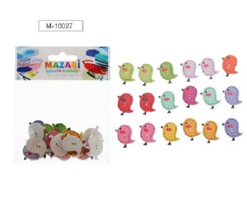 Пуговицы декоративные деревянные CHICK, ассорти 18 дизайнов, Mazari/M-10027