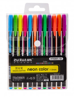 Набор гелевых ручек, 1,0мм 12цв ароматизированные, неоновые, ZUIXUA/HP6307-12