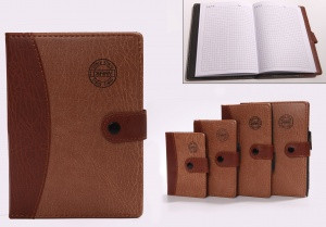 Записная книжка 18*13,5 114л, на кнопке, коричневая, Asmar