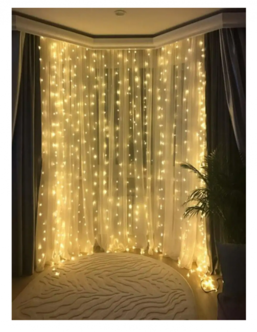 Гирлянда "Дождь" 1,5х1,5м 240 ламп, холод свет, светлая нить, Jevelry