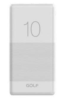 Powerbank 10000mAh (входной порт MircoUSB, выход 1A/2.1A), цвет белый, Perfeo/G80_White