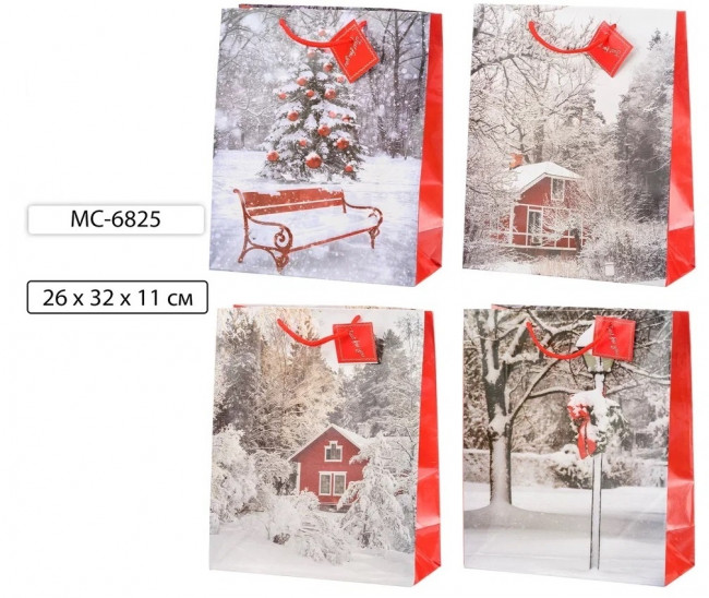 Подарочный пакет 26*32*11см "Зима", Basir/МС-6825 (20)