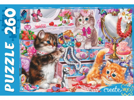 Пазлы 260 элементов "Забавные котики №7", Рыжий Кот/ПУ-2902