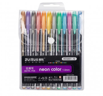 Набор гелевых ручек, 1,0мм 12цв ароматизированные, неоновые, ZUIXUA/HC6407-12