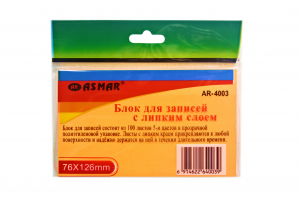 БЛОК С ЛИПКИМ СЛОЕМ ЦВЕТНОЙ " ASMAR " (76*126 100 листов). (12)