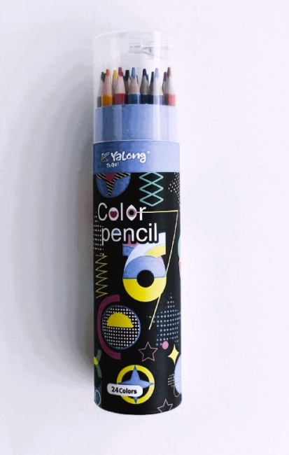 Карандаши цветные 24цв, в тубе, 4 вида, ассорти, YALONG/YL241061-24 (12)