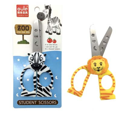 Ножницы детские CJ-239/CE-241 130мм "Зоопарк" пластиковые ручки с фигуркой, лезвия с узором, на блистере, цвета в ассортименте (3/24/480) Ножницы детские CJ-239/CE-241 130мм "Зоопарк" пластиковые ручки с фигуркой, лезвия с узором, на блистере, цвета в ассортименте (3/24/480)