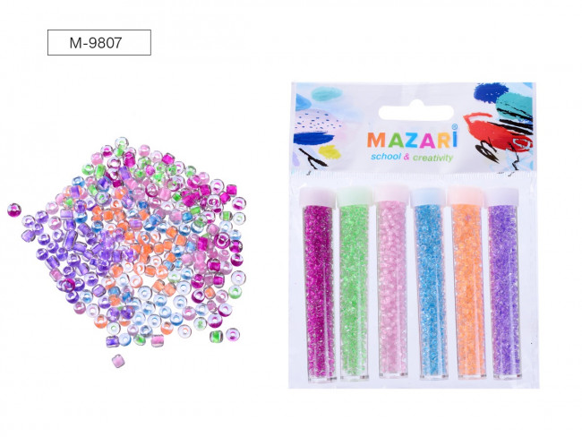 Набор бисера, 6 цветов х 8 г, в пластиковых тубах, ОПП-упаковка с европодвесом