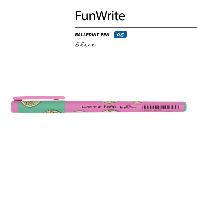 Ручка шариковая 0,5мм синяя "FunWrite. Fresh & fruity. Лайм", BV/20-0212/92 (24)