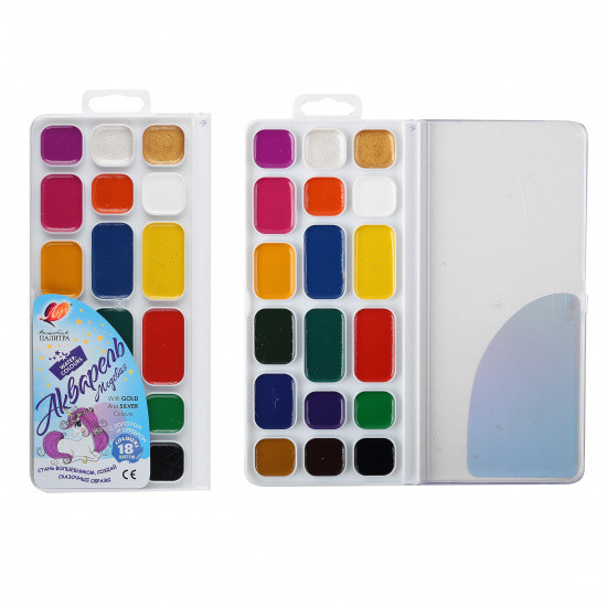 Акварель 18 цветов Луч Волшебная палитра без кисти пластиковая коробка европодвес 30С 1934-08