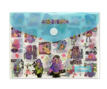 Папка с кнопкой А-6  CZ-97685 "Аниме девушка" INTELLIGENT 15х11см, пластик белый с рисунком (12/1500)