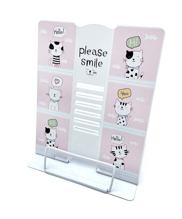 Подставка для книг "Котики в шарфиках" металлическая 26x21см, белая, в ПВХ-пакете, CE-20052/CE-20059  (1/1/48)