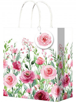 Пакет подарочный 26,4x32,7x8см "Сезонные цветы, розы", L, Optima MILAND/ППК-4467 (12)