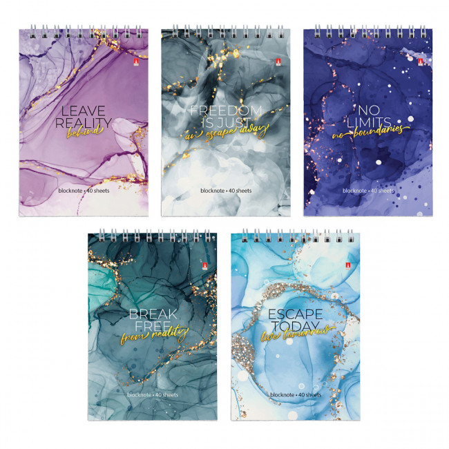 Блокнот А6 40л клетка "Мрамор", на гребне, BV/3-40-762