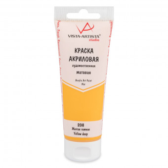 Краска акриловая матовая 75мл 208 Желтый темный, Studio, VISTA-ARTISTA/ VAAM -75 208