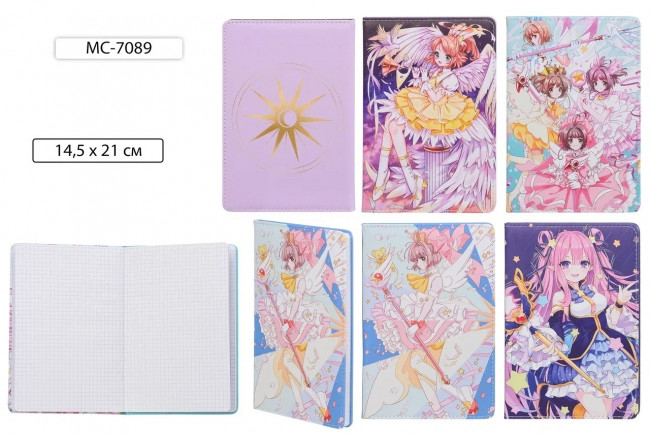 Блокнот детский 21*14,5см 80л "АНИМЕ", клетка, Basir/МС-7089