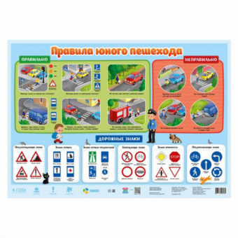 Плакат "Правила юного пешехода" дидактический. Формат: 45х64см, Геодом/4607177456034