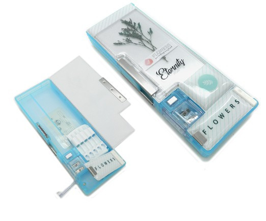 Пенал   CO-51 "Гербарий" пластик, двухсторонний короб на магните, с клапаном для ручек и точилкой на 2 отд, цвета ассорти, в упаковке ПВХ №35222 (1/1/96)