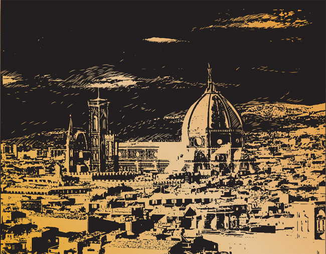 Гравюра 20 x 25.5см "Флоренция" (золото), Hobbius/GHK №17