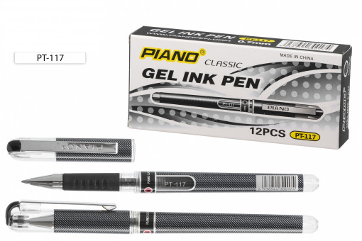 Ручка гелевая чёрная и синяя 0,7мм "CLASSIC" прорезиненный держатель, PIANO (12)