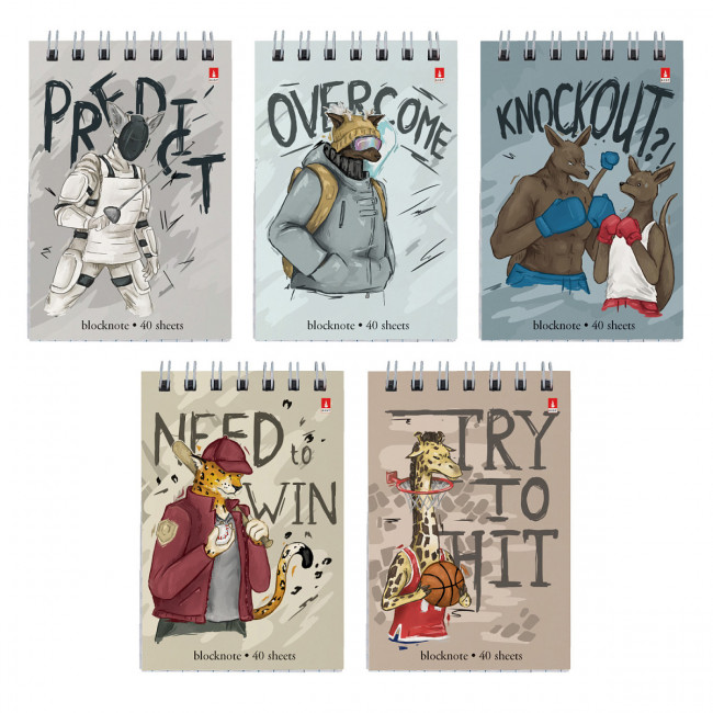 Блокнот А7 40л клетка "На спорте", на гребне, BV/3-40-769