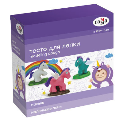 Тесто для лепки Гамма "Малыш. Маленькие пони", 04 цвета, 240г, набор с аксессуарами