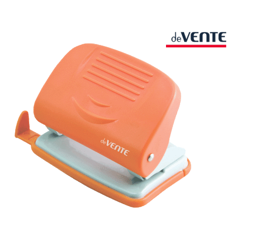 Дырокол 20л пластиковый, с линейкой, неоновый оранжевый, deVENTE/4020330